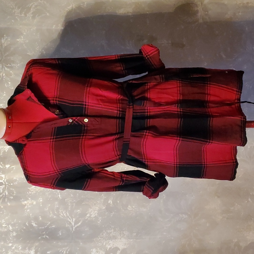 Tommy Hilfiger 3/4 sleeve plaid belted tunic